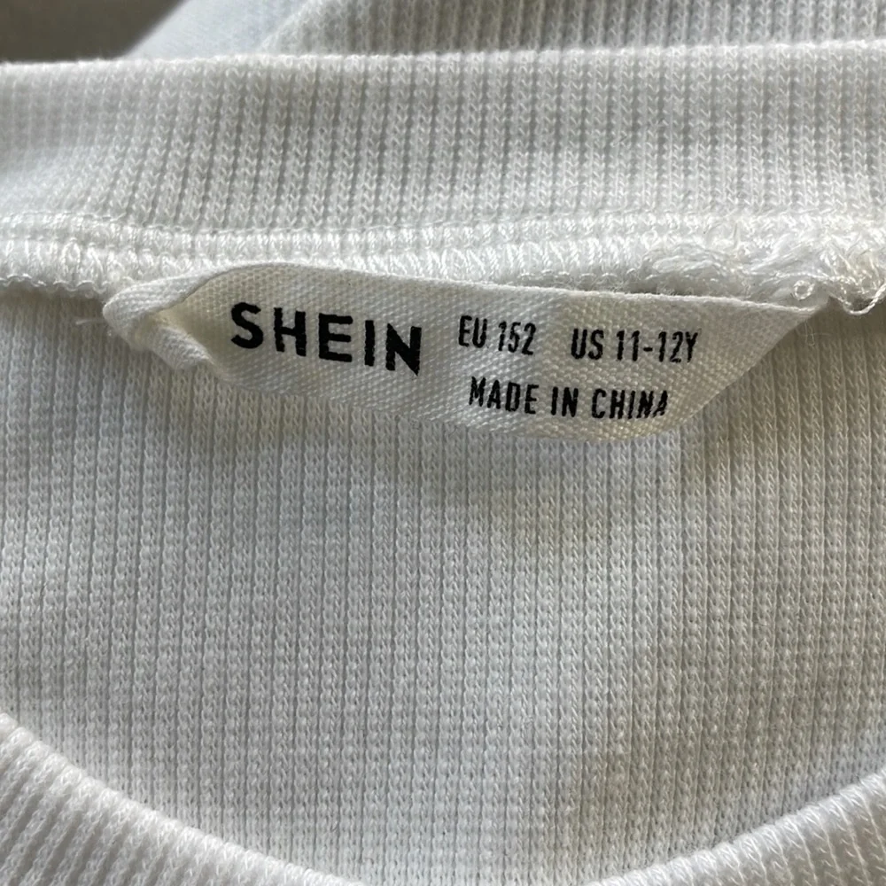 SHEIN girl’s white ribbed puff shoulder long sleeve top size 11/12